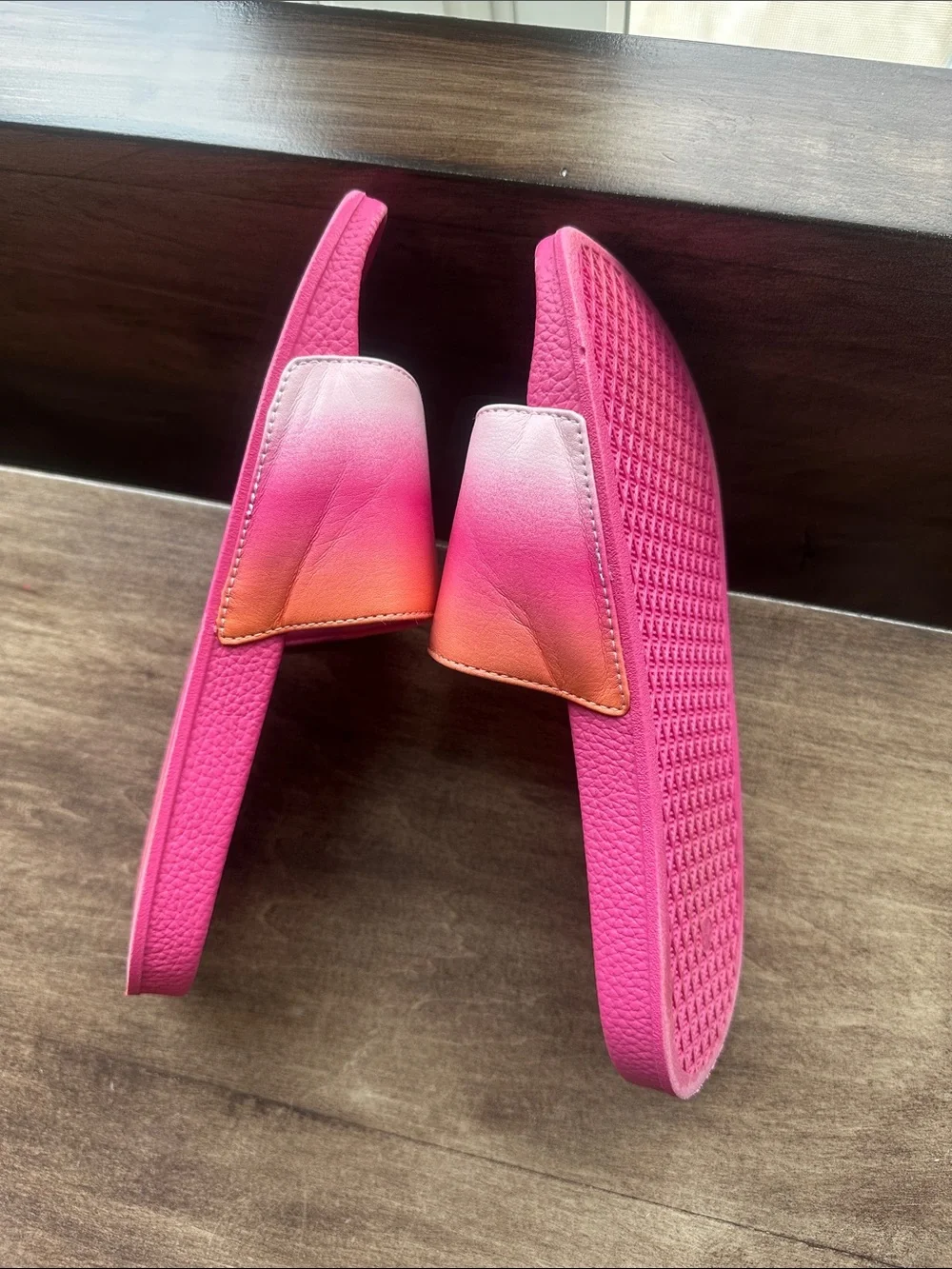3 Girls Pair Slide Sandals Lot - Coral Ombre + Mint + Light Aqua